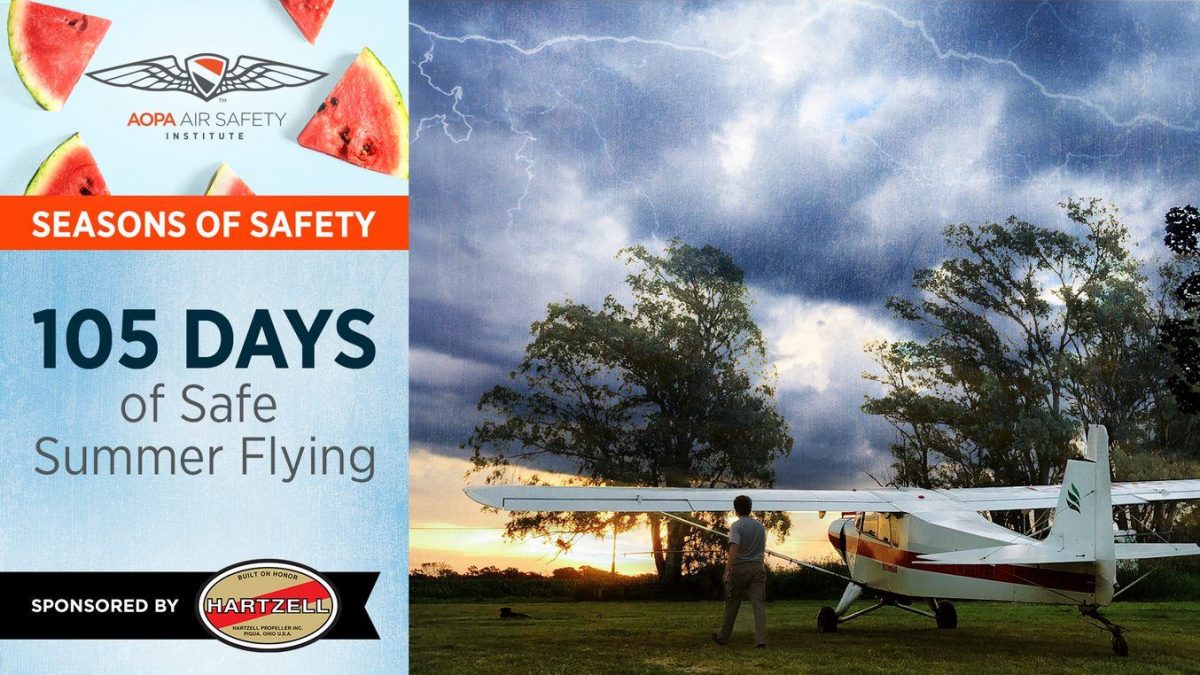Graphic with Text: 105 Days of Summer Safe Summer Flying with ASI and Hartzell Propeller